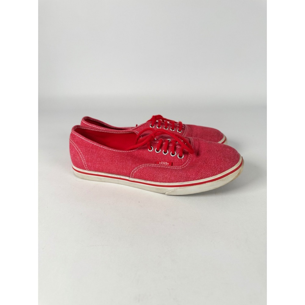Vans Authentic Lo Pro Red Herringbone Sneakers‎ Womens 8 Mens 6.5 Low Top Shoes
